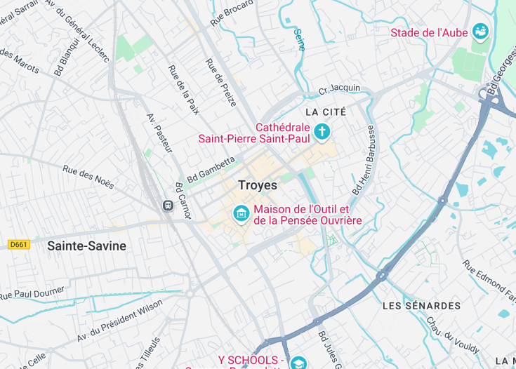 Map of Troyes, France