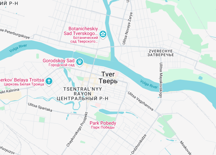 Map of Tver, Russia