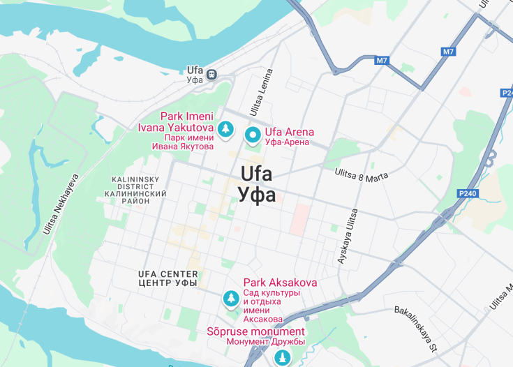 Map of Ufa, Russia