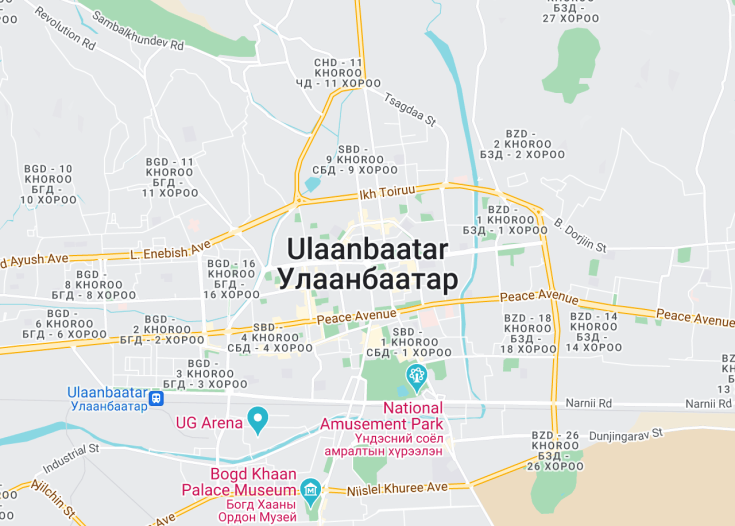 Map of Ulaanbaatar, Mongolia