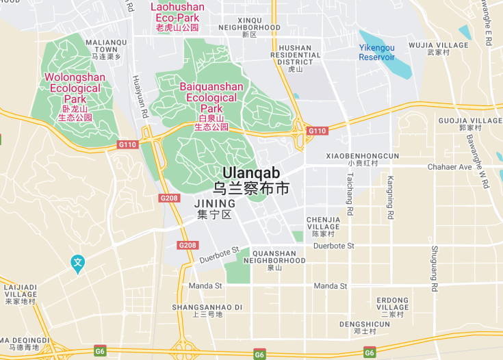 Map of Ulanqab, China