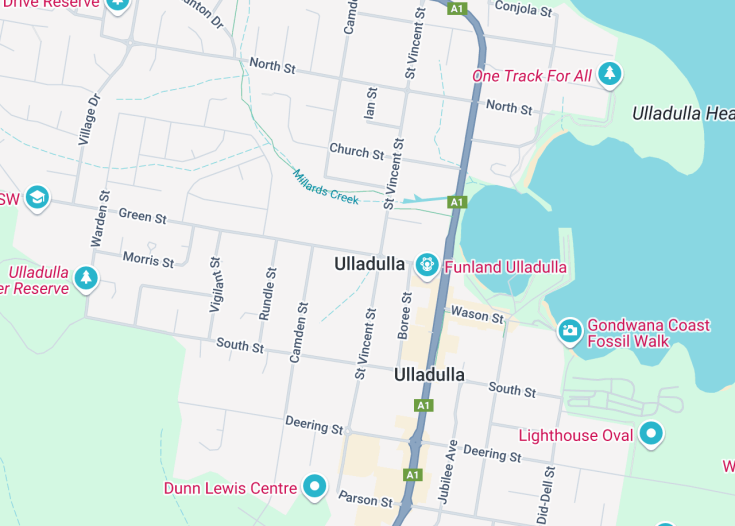 Map of Ulladulla, Australia