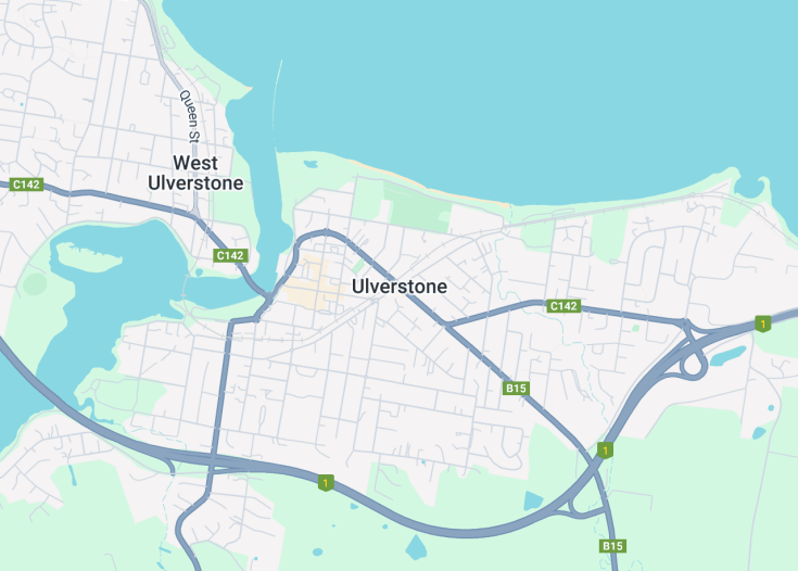 Map of Ulverstone, Tasmania (Australia)