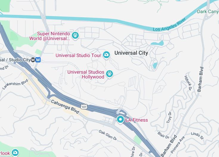 Map of Universal Studios Hollywood, Los Angeles