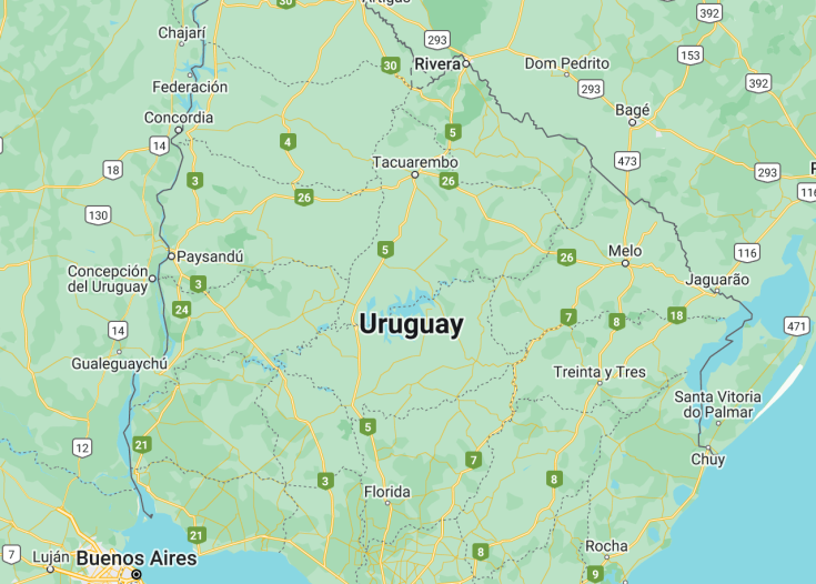 Map of Uruguay, 