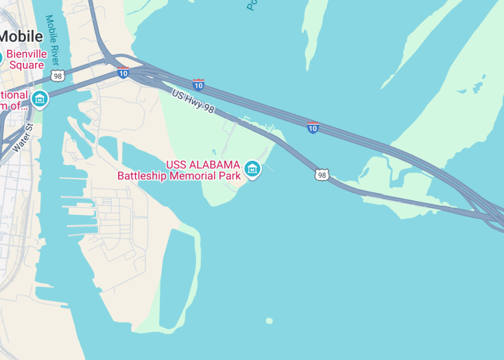 Map of USS Alabama, Mobile