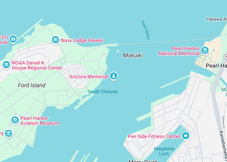 Map of Uss Arizona Memorial (Pearl Harbor), Honolulu