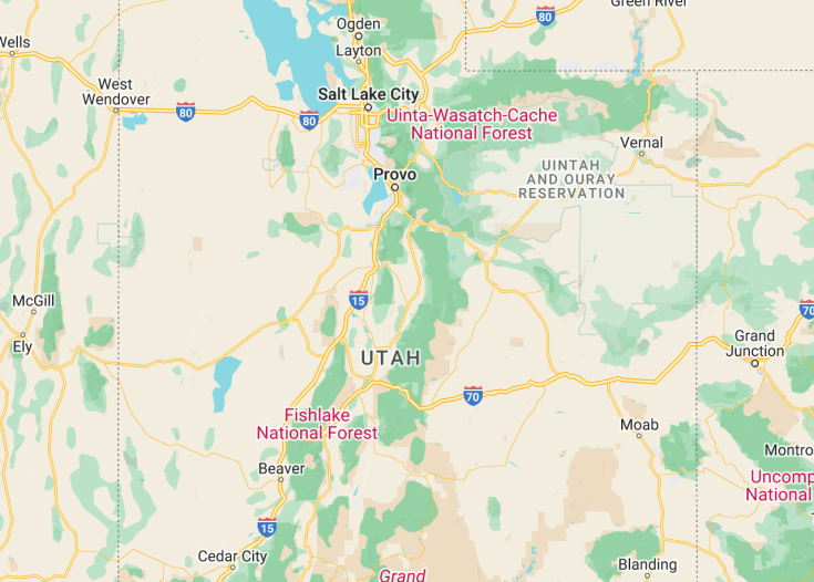 Map of Utah (USA), 