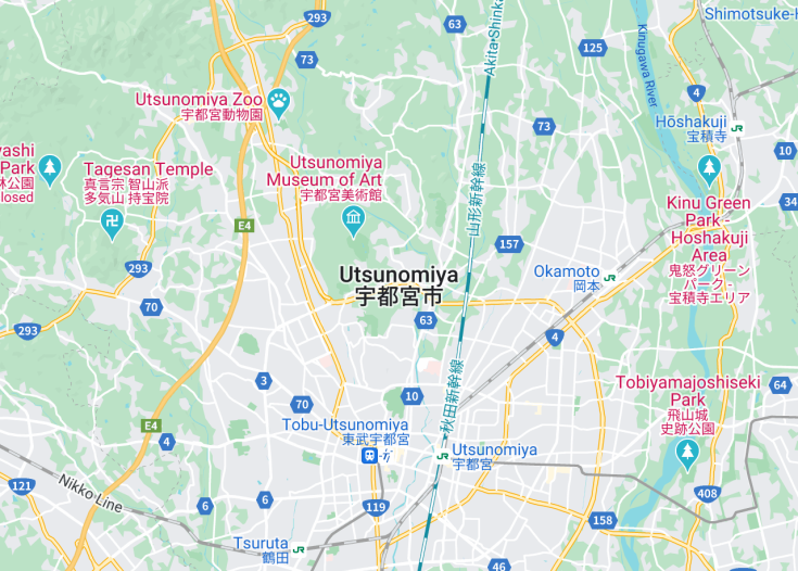 Map of Utsunomiya, Japan