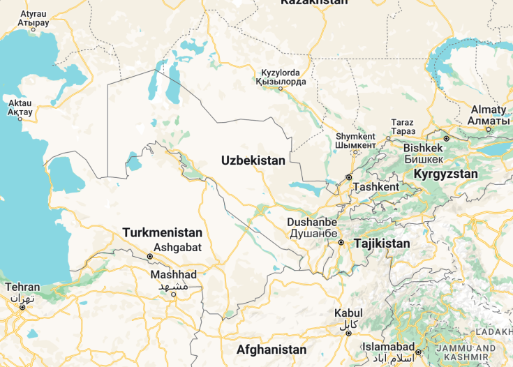 Map of Uzbekistan, 