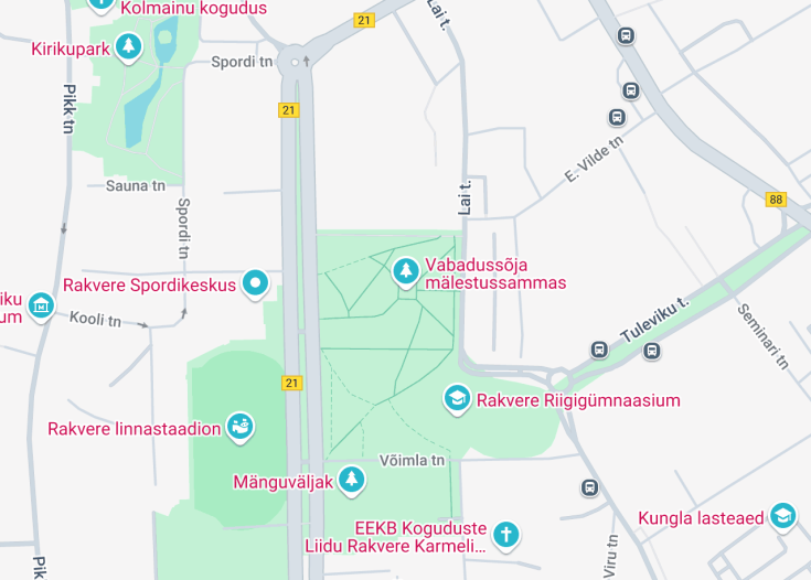 Map of Vabadussõja mälestussammas, Rakvere