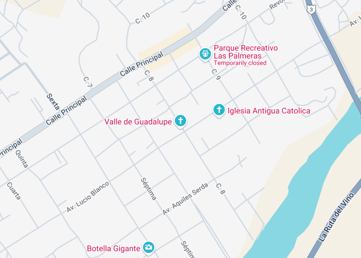 Map of Valle de Guadalupe, Ensenada