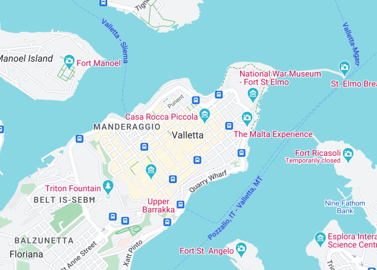 Map of Valletta, Malta