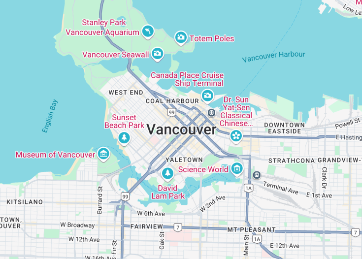 Map of Vancouver, Canada