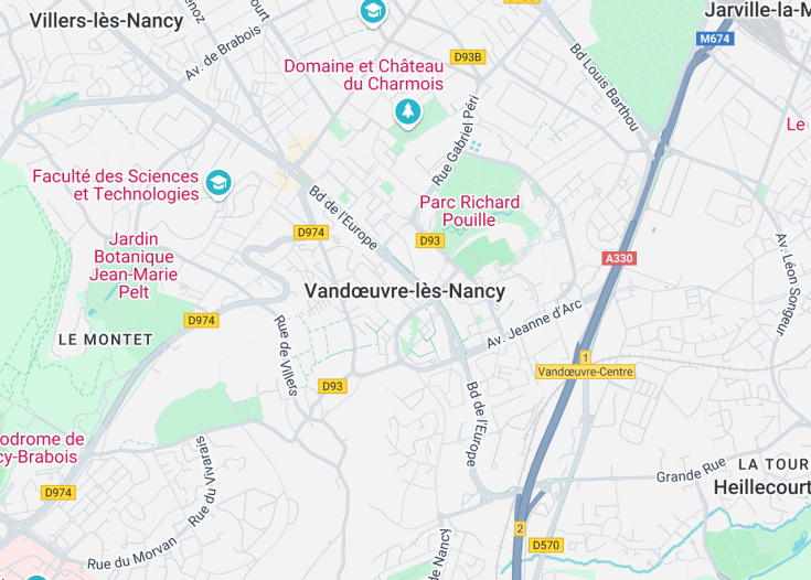 Map of Vandœuvre-lès-Nancy, France