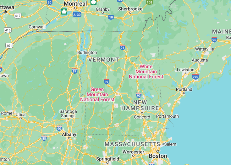 Map of Vermont (USA), 