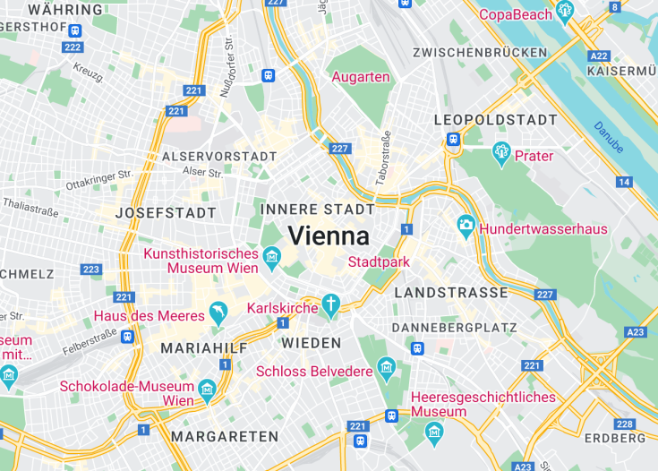 Map of Vienna, Austria