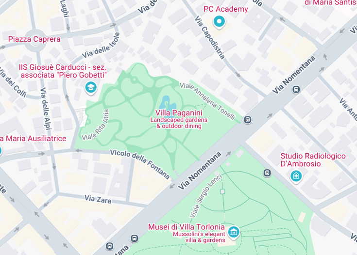 Map of Villa Paganini, Rome