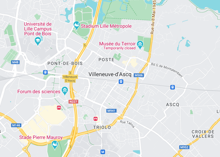 Map of Villeneuve-d’Ascq, France