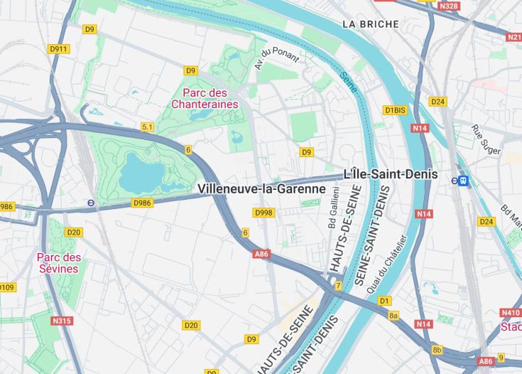 Map of Villeneuve-la-Garenne, France