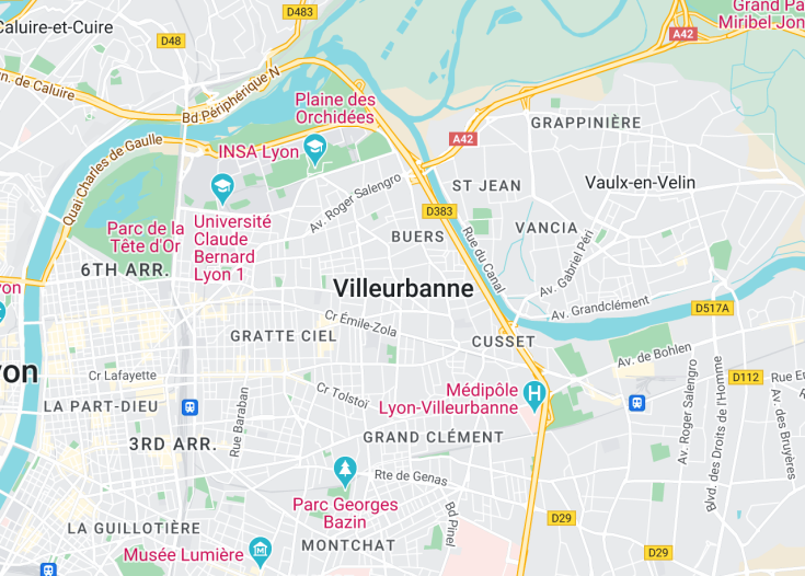 Map of Villeurbanne, France