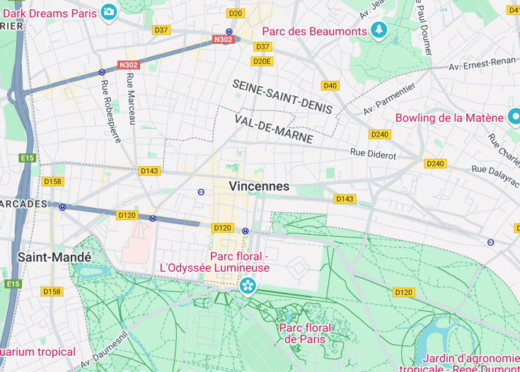 Map of Vincennes, France