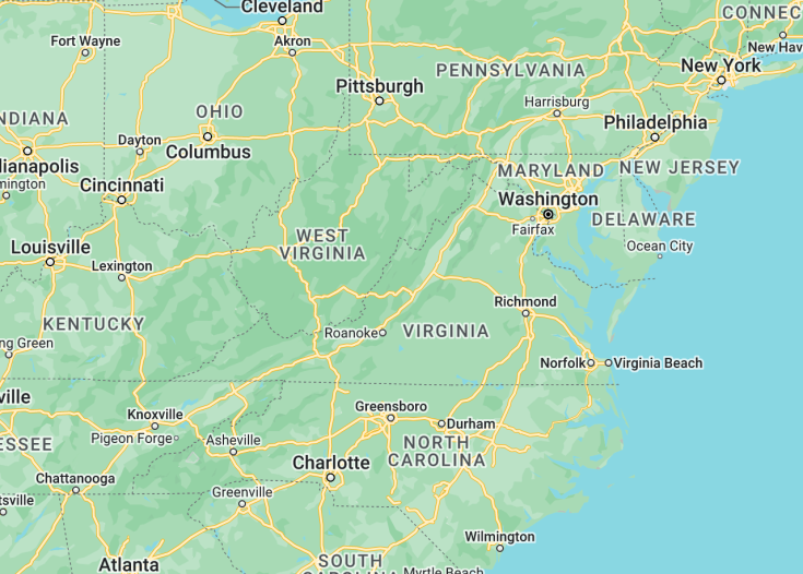 Map of Virginia (USA), 