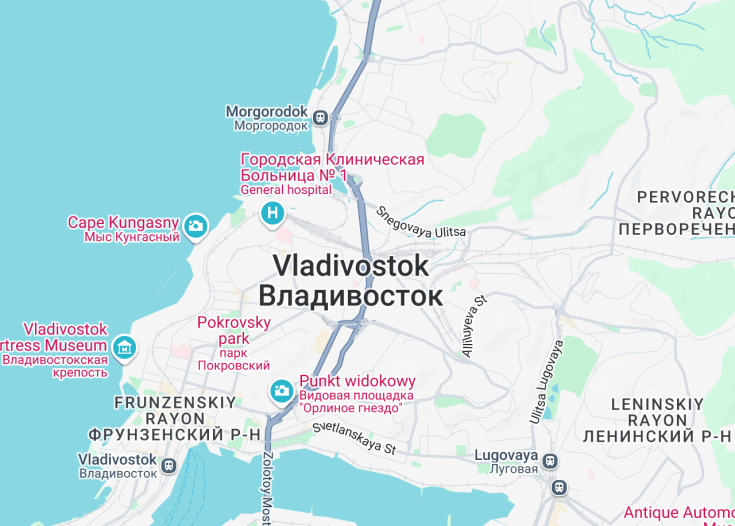 Map of Vladivostok, Russia