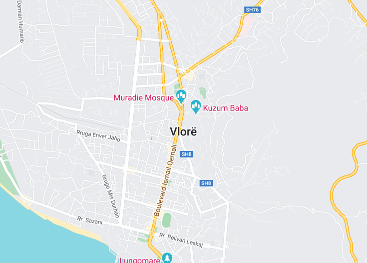 Map of Vlorë (Valona), Albania