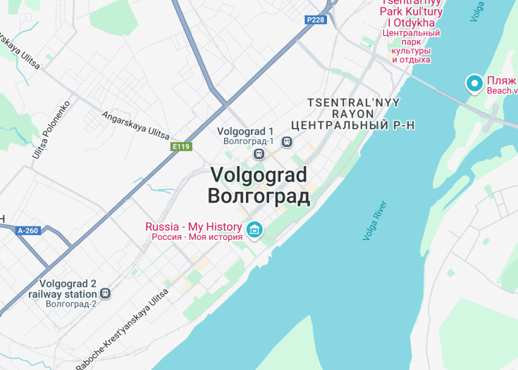 Map of Volgograd, Russia