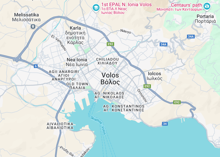 Map of Volos, Greece