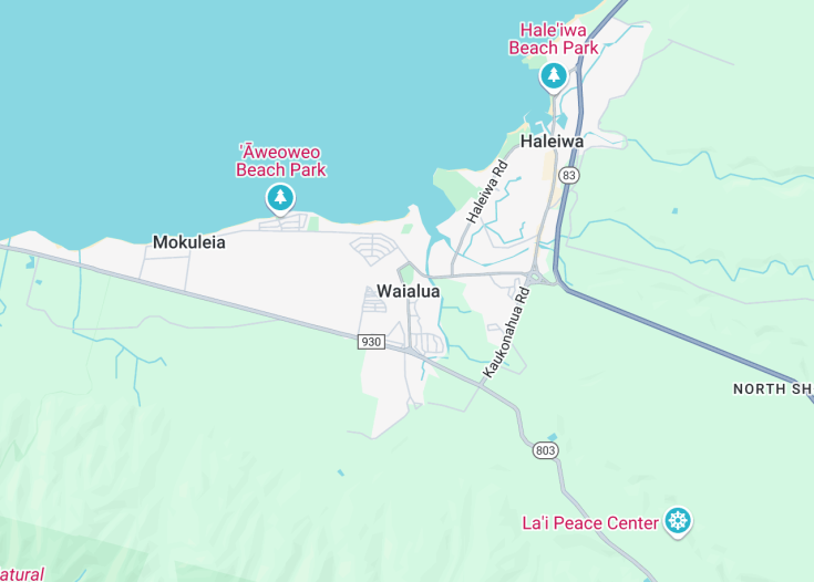 Map of Waialua, Hawaii (USA)