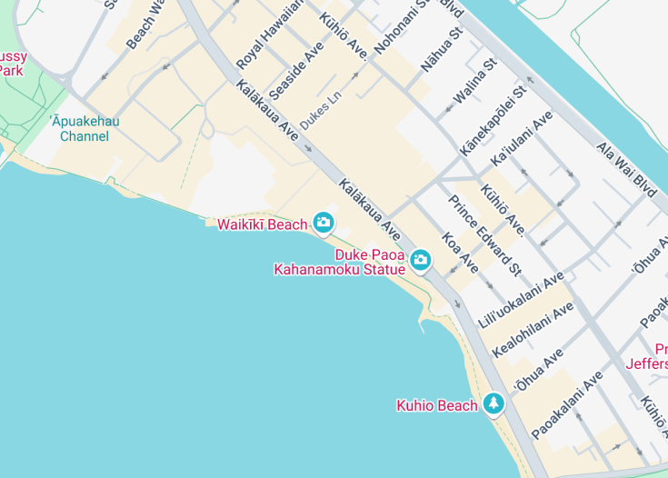 Map of Waikiki Beach, Honolulu