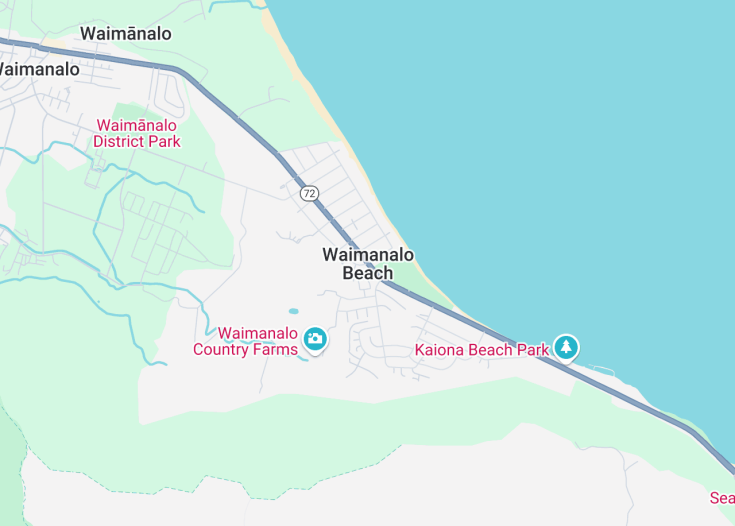 Map of Waimanalo Beach, Hawaii (USA)