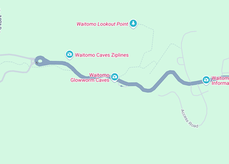 Map of Waitomo Glowworm Caves, Hamilton