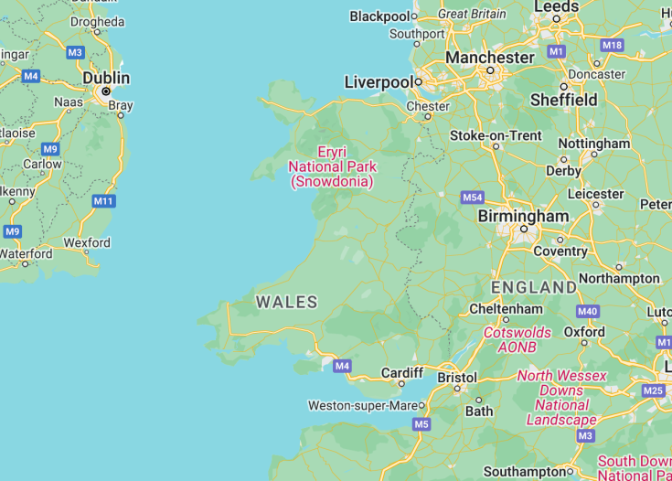 Map of Wales (United Kingdom), 