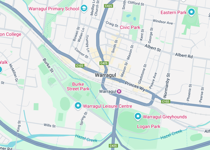 Map of Warragul, Australia