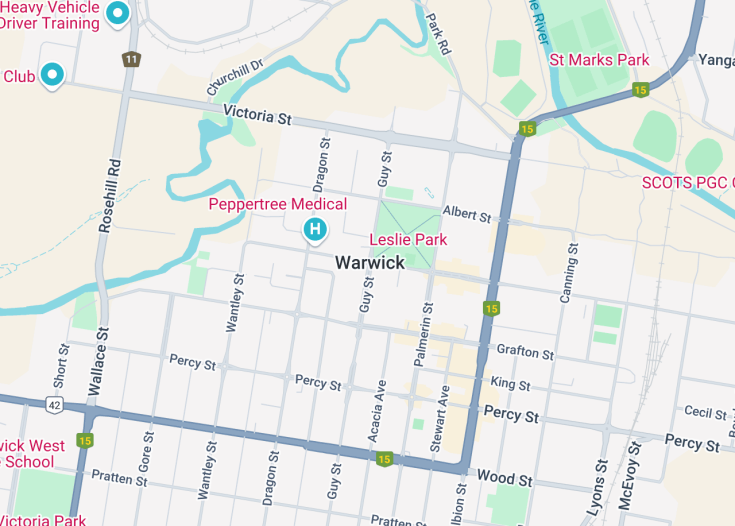 Map of Warwick, Australia