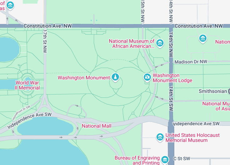 Map of Washington Monument, Washington D.C.