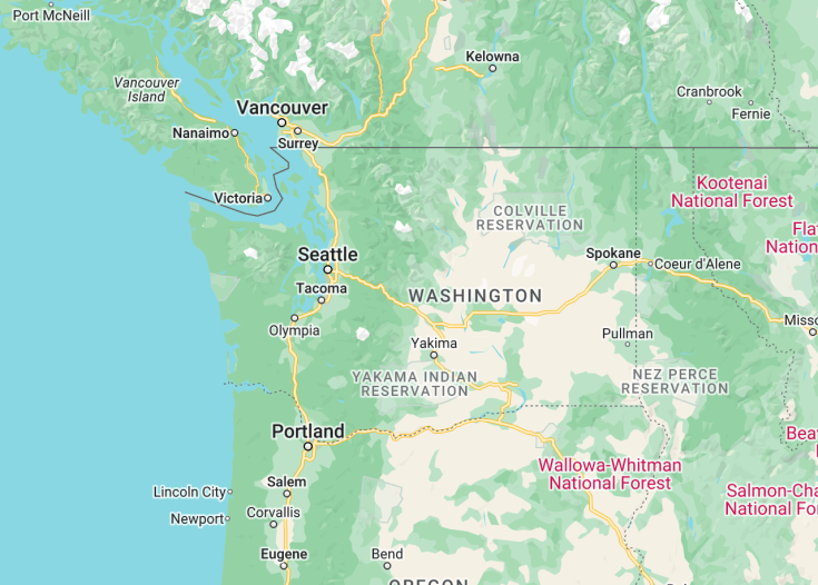 Map of Washington State (USA), 