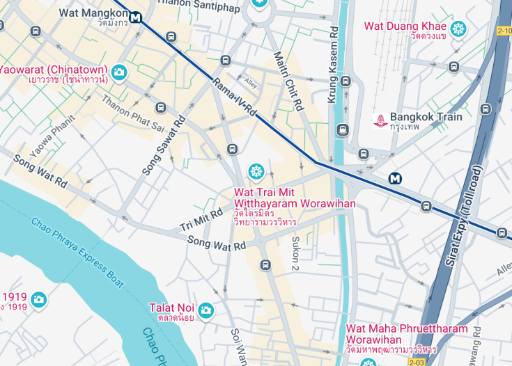 Map of Wat Traimit Withayaram Worawihan (Golden Buddha), Bangkok