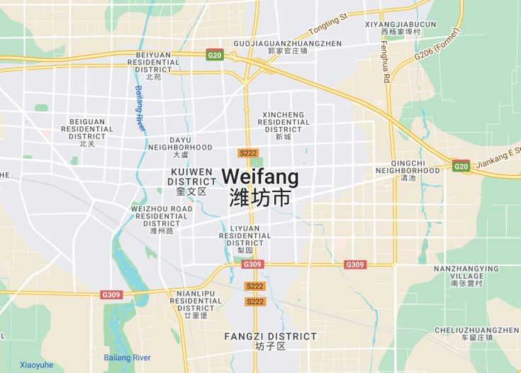 Map of Weifang, China