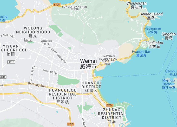 Map of Weihai, China