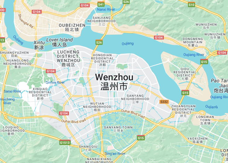 Map of Wenzhou, China