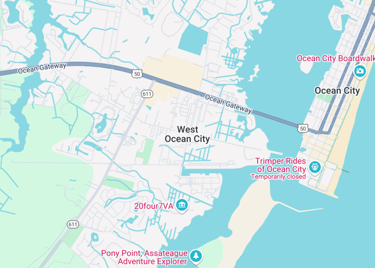 Map of West Ocean City, Maryland (USA)