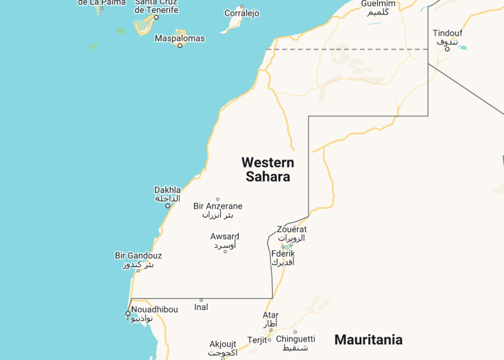 Map of Western Sahara, 