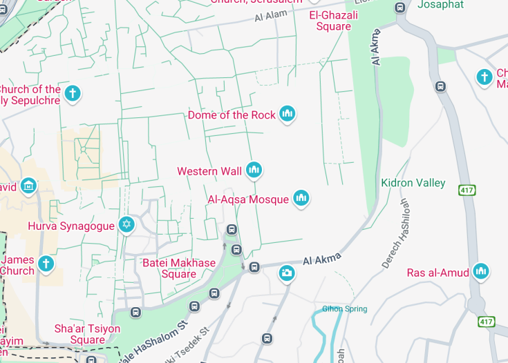 Map of Western Wall, Jerusalem (Israel)