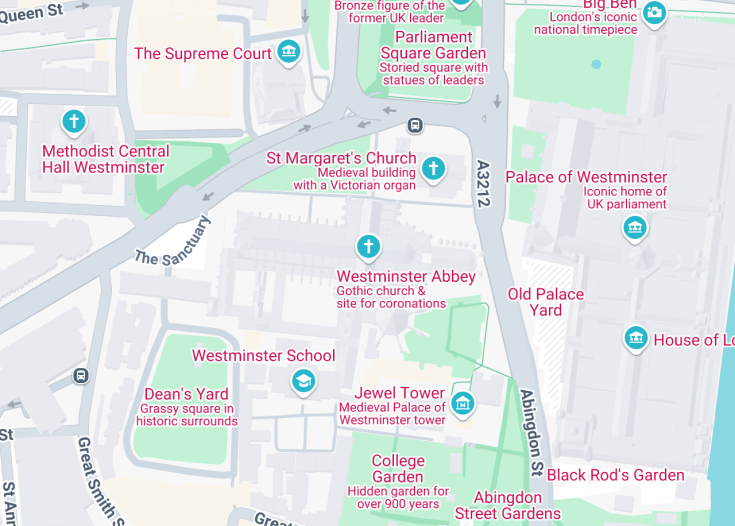 Map of Westminster Abbey, London