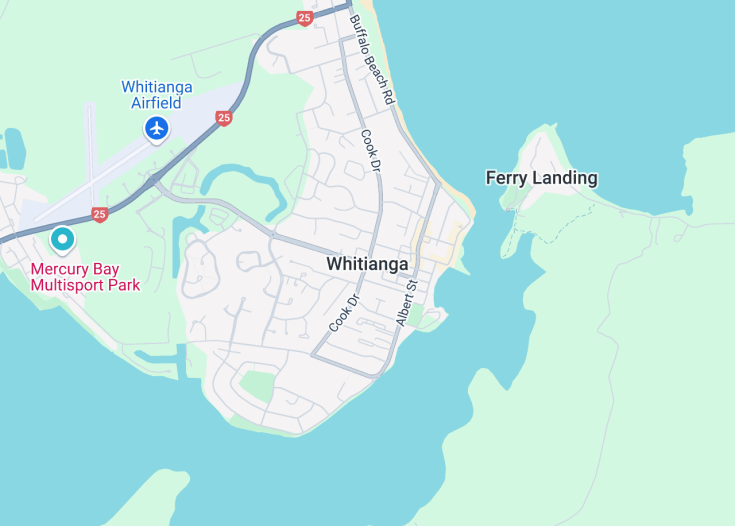 Map of Whitianga, New Zealand