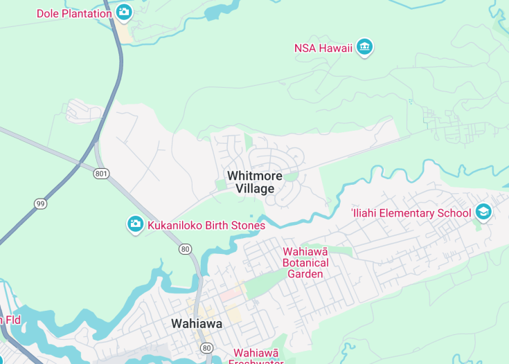 Map of Whitmore Village, Hawaii (USA)